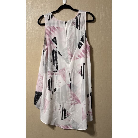 Vince Camuto Pink/black/white Graphic Design Sleeveless Top Size L - Picture 4 of 8